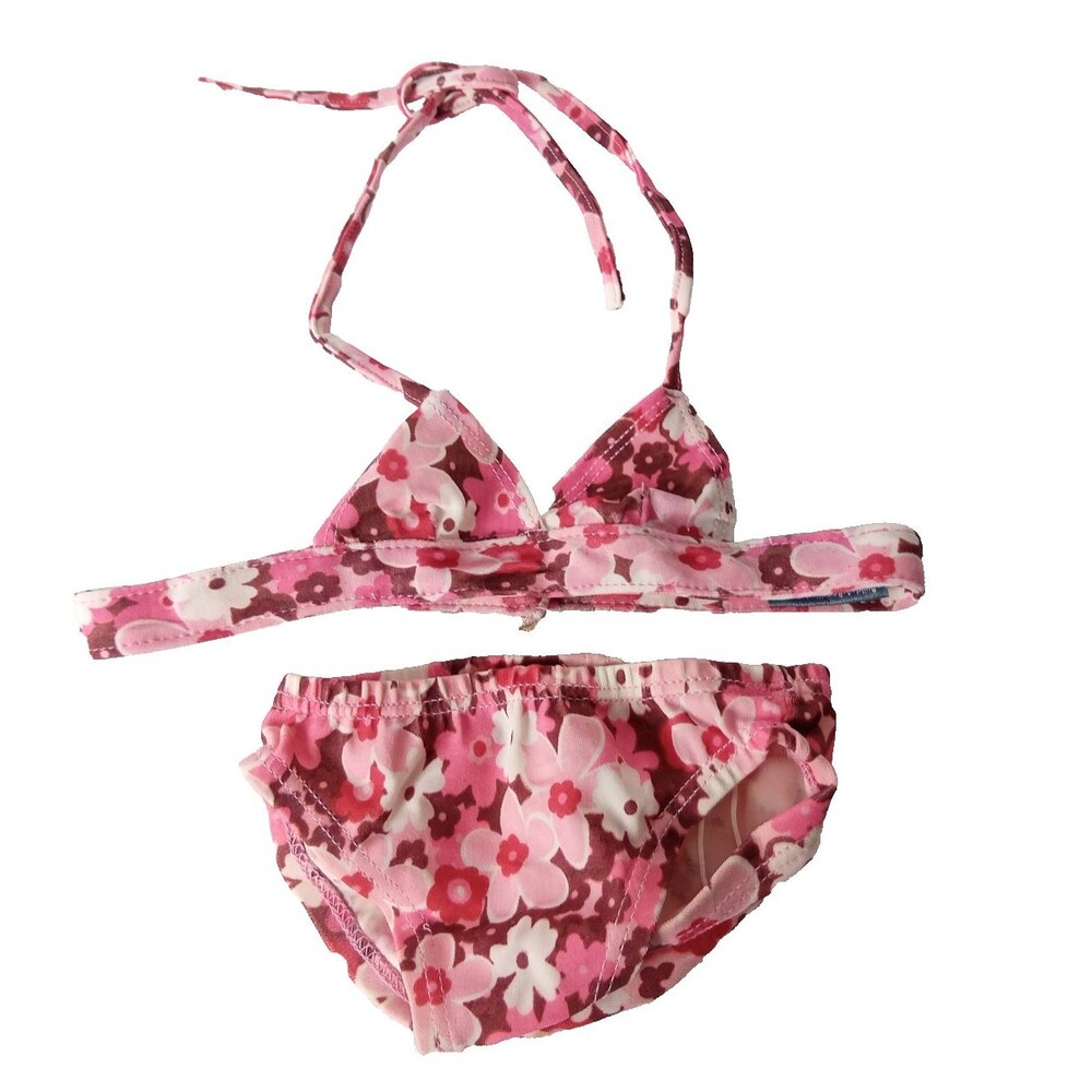 Vintage Build-A-Bear Limited Too Pink Brown Flower 2 Piece Bikini Bathing Suit